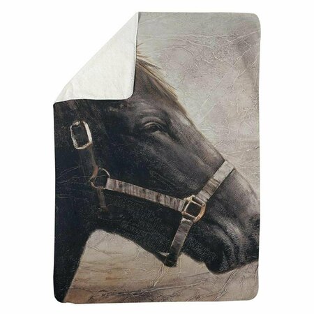 BEGIN HOME DECOR 60 x 80 in. Gallopin The Brown Horse-Sherpa Fleece Blanket 5545-6080-AN64